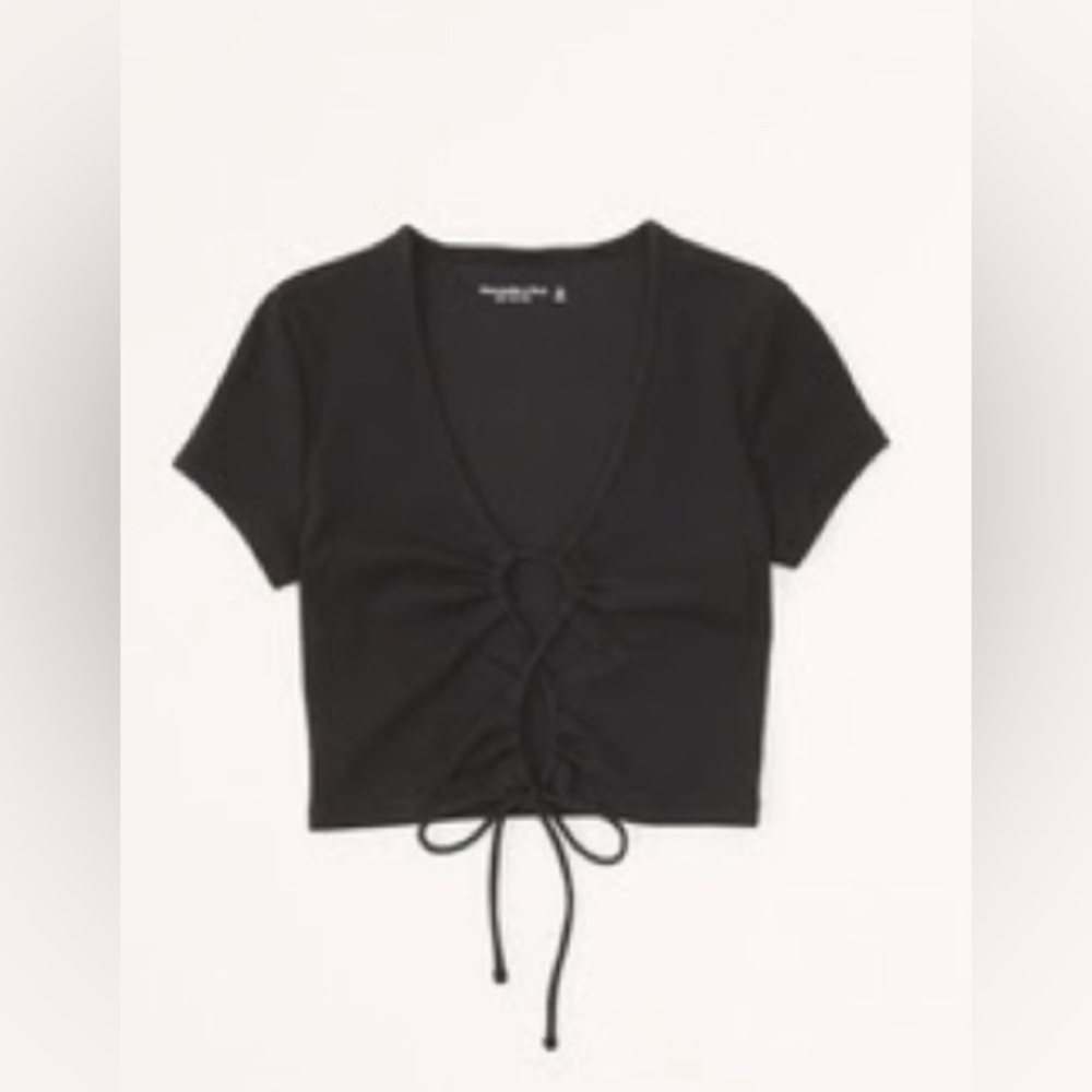 Abercrombie & Fitch Black Ruched Crop T-Shirt